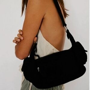 New! Free People Siren Black suede leather Shoulder Bag y2k 90’s style